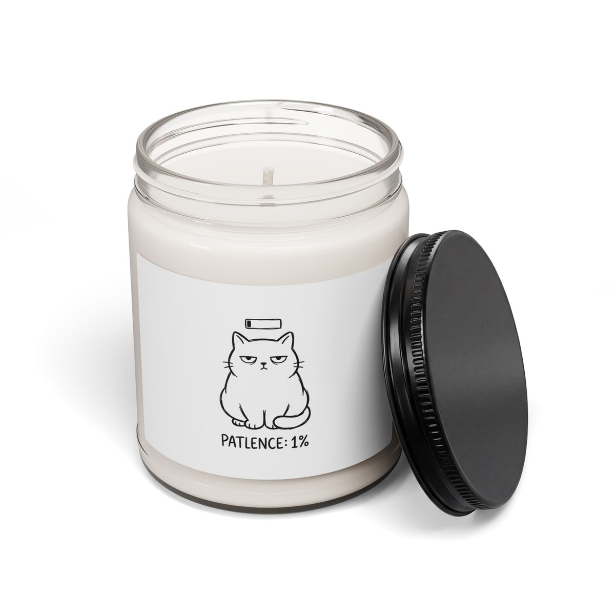 Patience 1% Cat Candle, Soy Candle | Grumpy Humor, Deadpan Cat