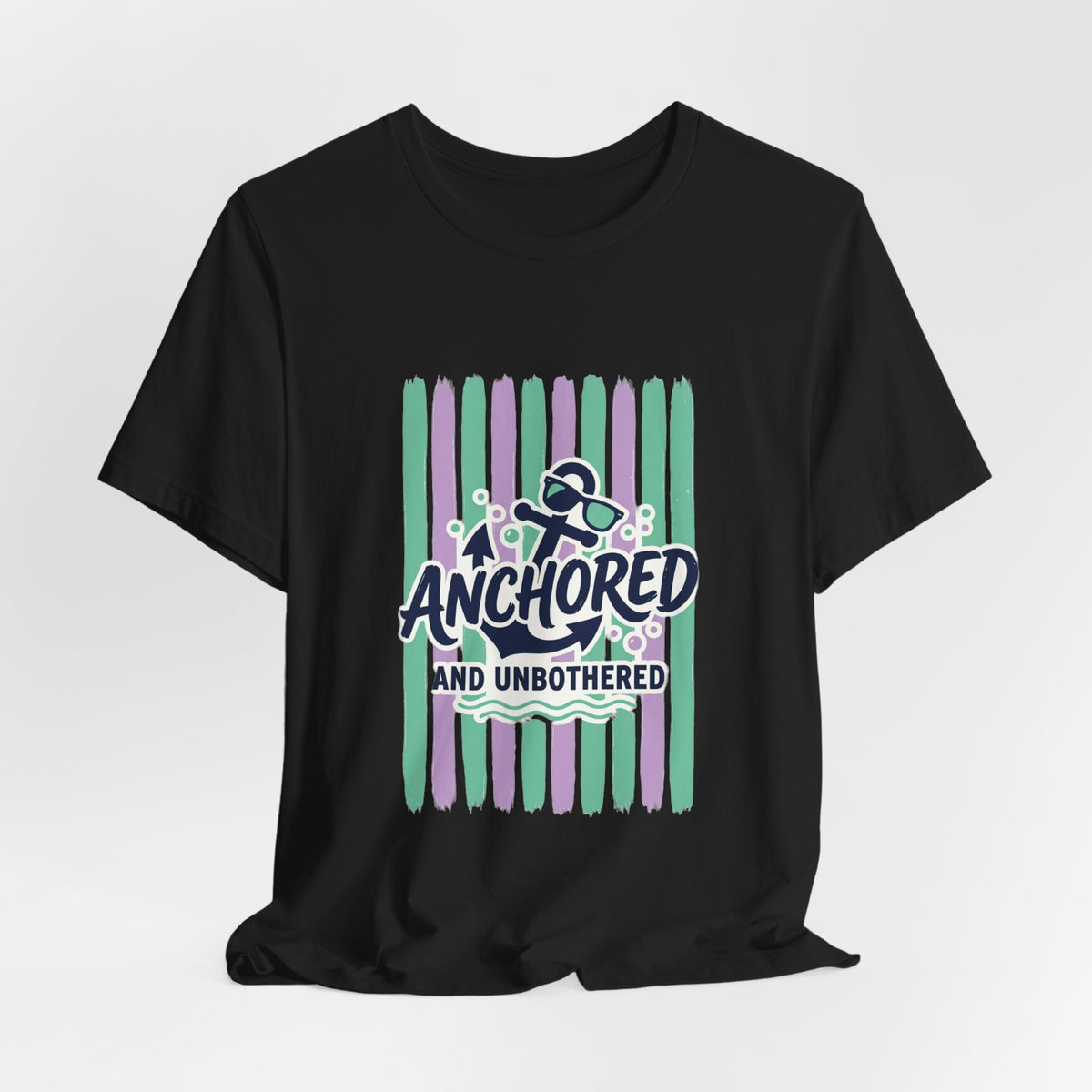 Anchored and Unbothered Tee | Cruise Vacation Shirt, Nautical Anchor, Tropical Stripes
