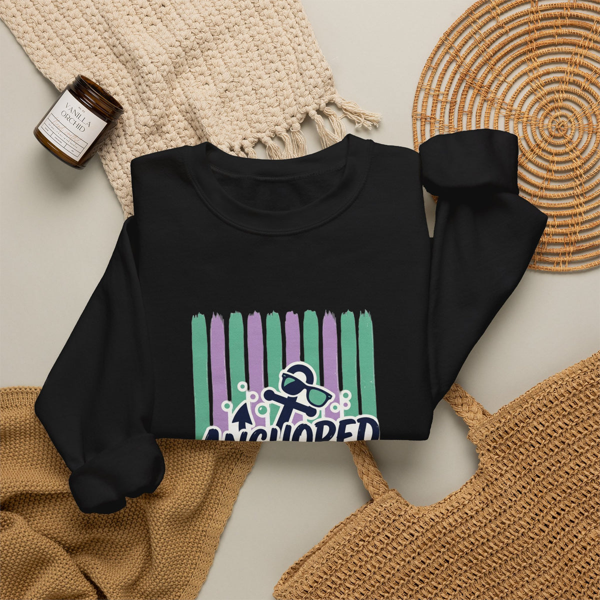 Anchored and Unbothered Sweatshirt | Cruise Vacation, Nautical Graphic