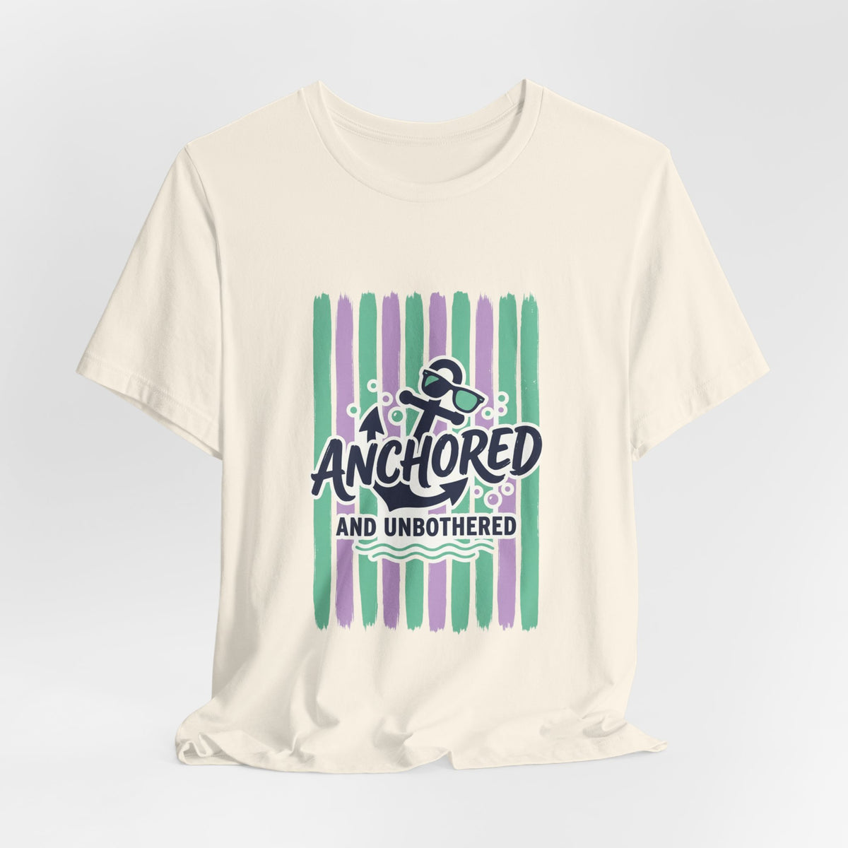 Anchored and Unbothered Tee | Cruise Vacation Shirt, Nautical Anchor, Tropical Stripes