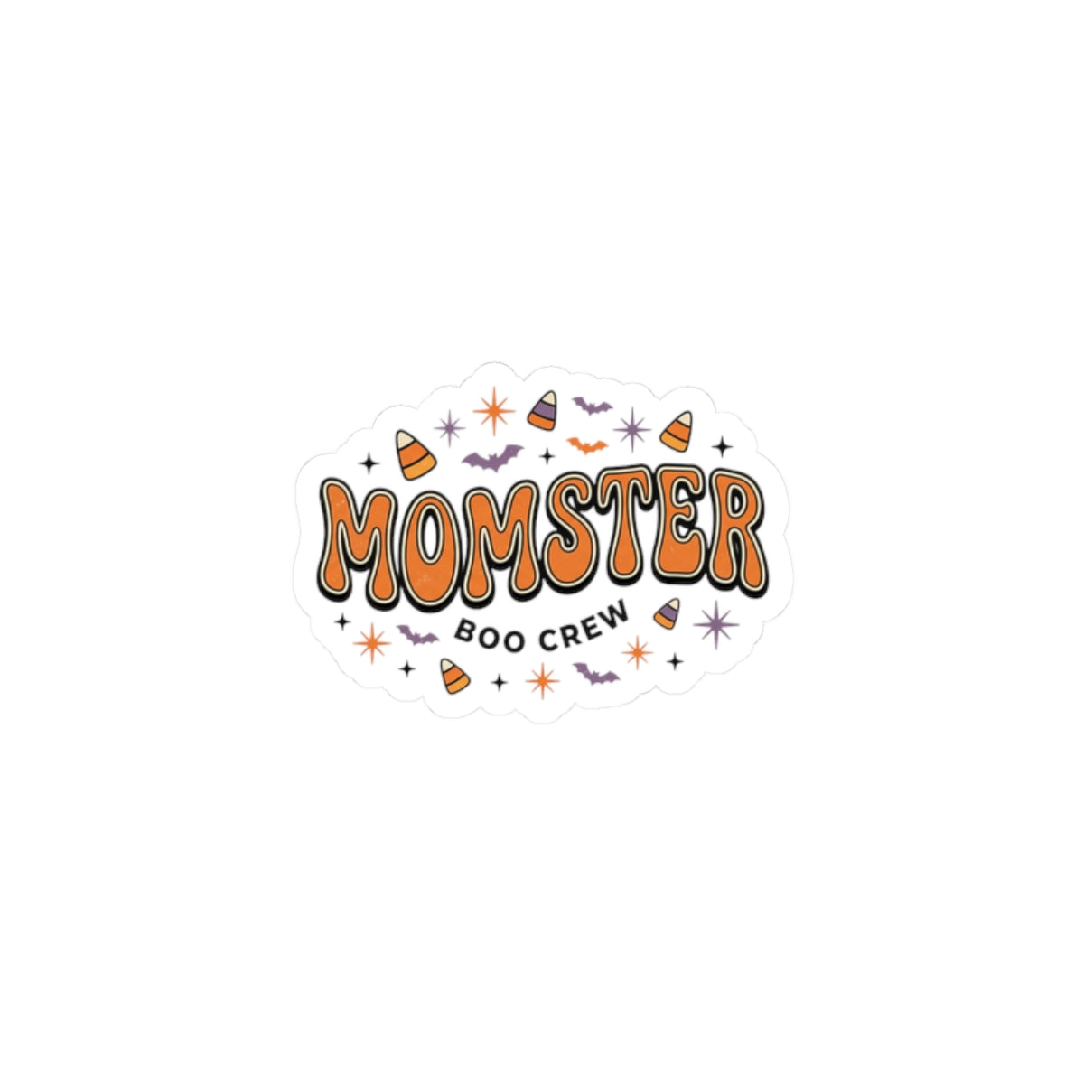 Momster Boo Crew Kiss-Cut Sticker | Halloween Mom, Cute Gothic Pumpkin Colors