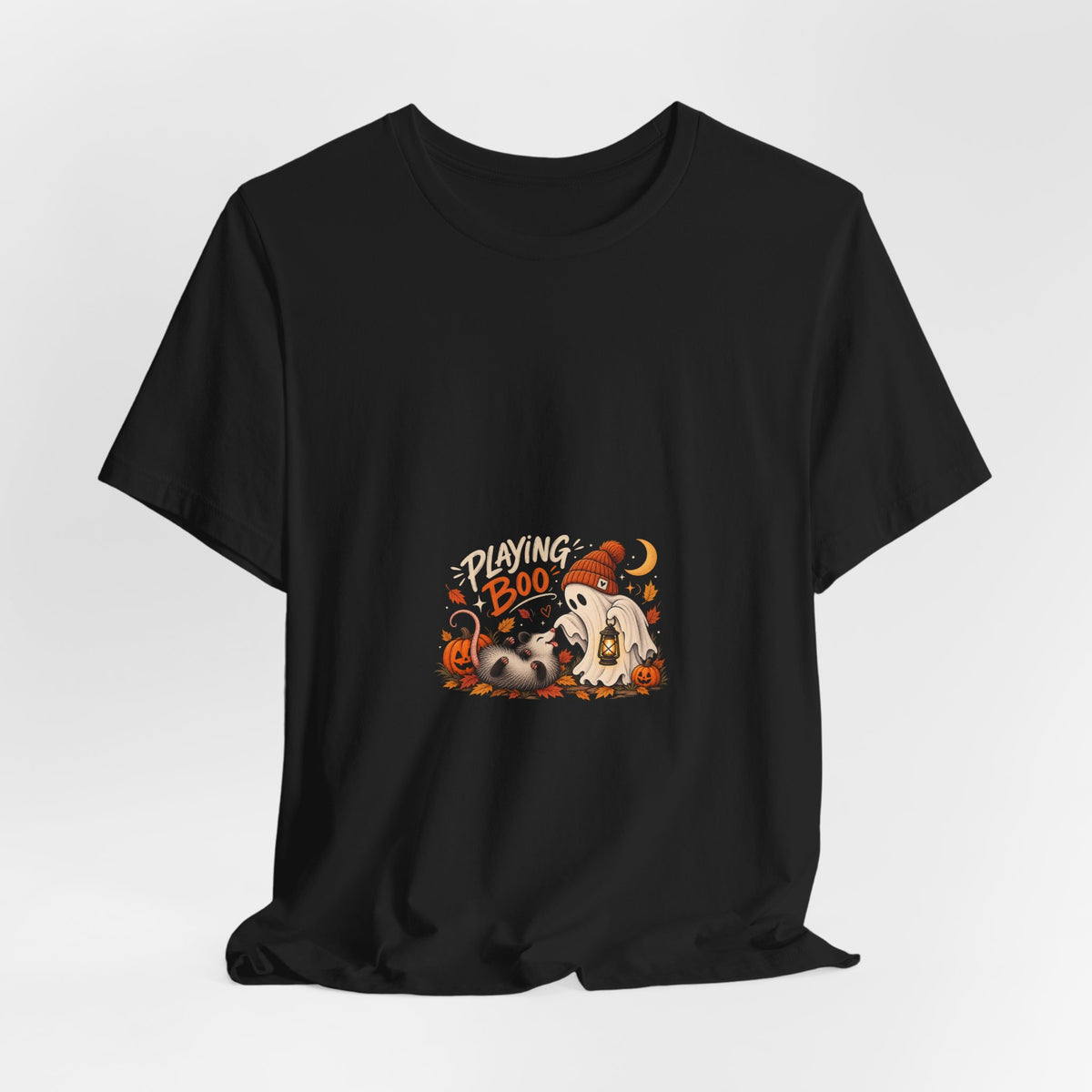 Halloween Raccoon & Ghost Tee - Playfully Boo Pumpkin Shirt