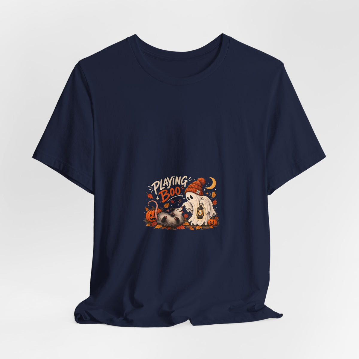 Halloween Raccoon & Ghost Tee - Playfully Boo Pumpkin Shirt