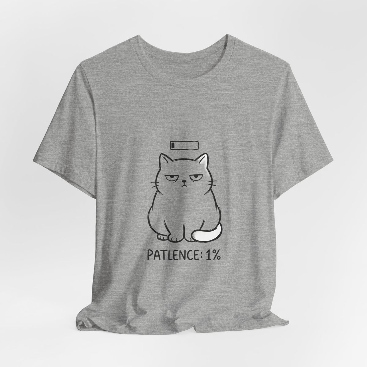Patience 1% Cat Tee | Grumpy Humor, Minimal Cat Illustration