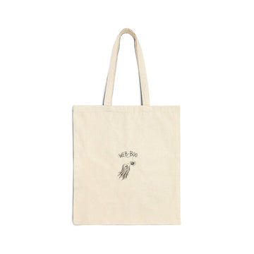 Tote Bag — Cute ‘Wee Boo’ Ghost Cotton Canvas Tote