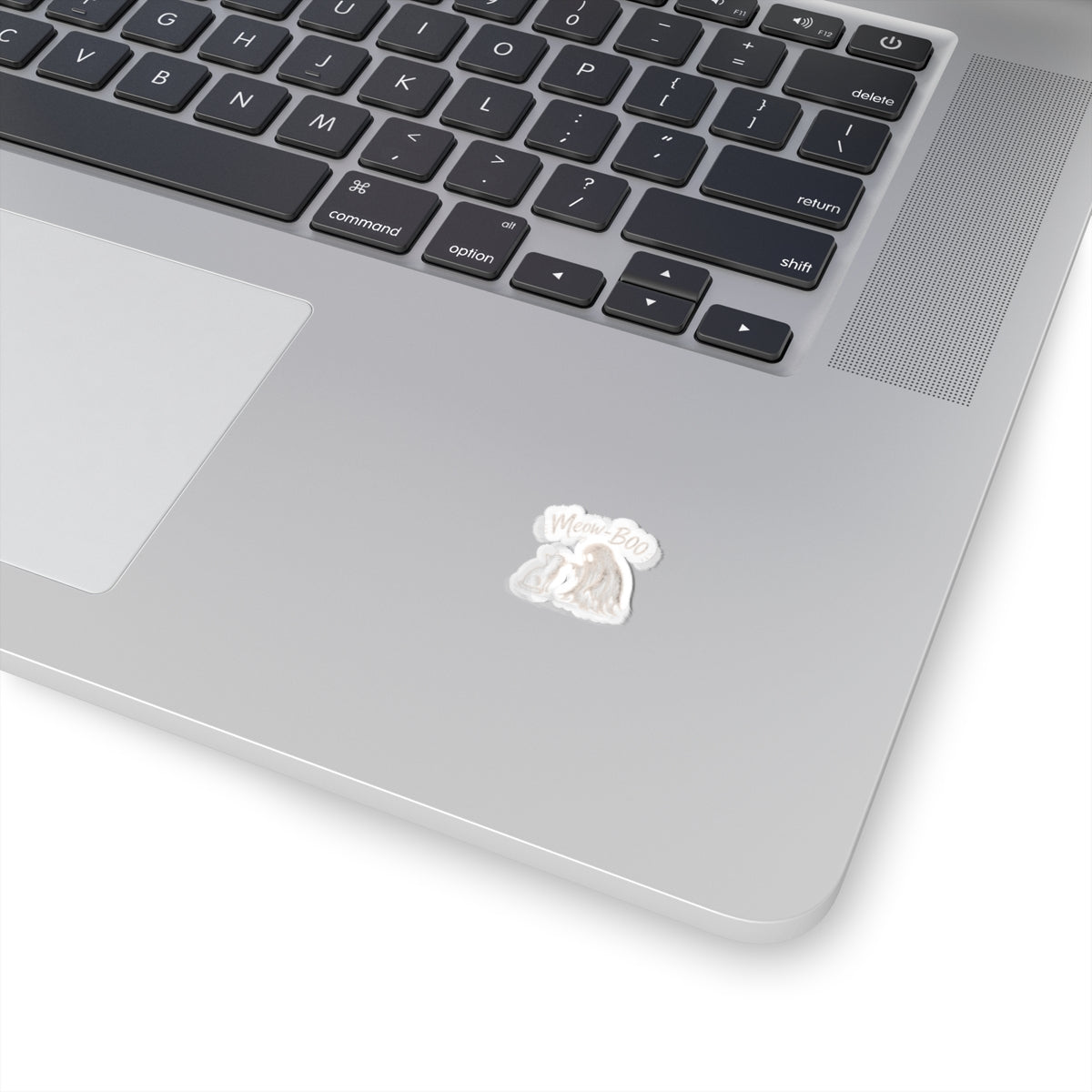 Meow-Boo Cat & Ghost Sticker — Cute Halloween Kiss-Cut Sticker