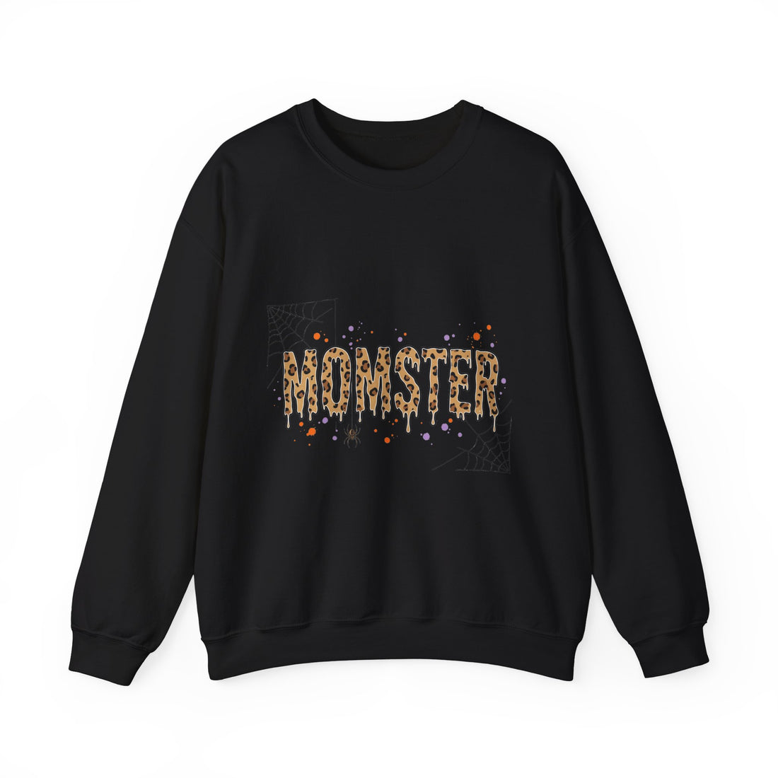 Momster Halloween Sweatshirt | Spiderweb, Dripping Lettering, Bat Accent