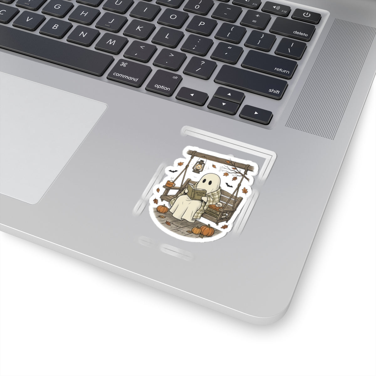 Ghost Reading on Porch Sticker | Spooky Reader, Halloween Bookish