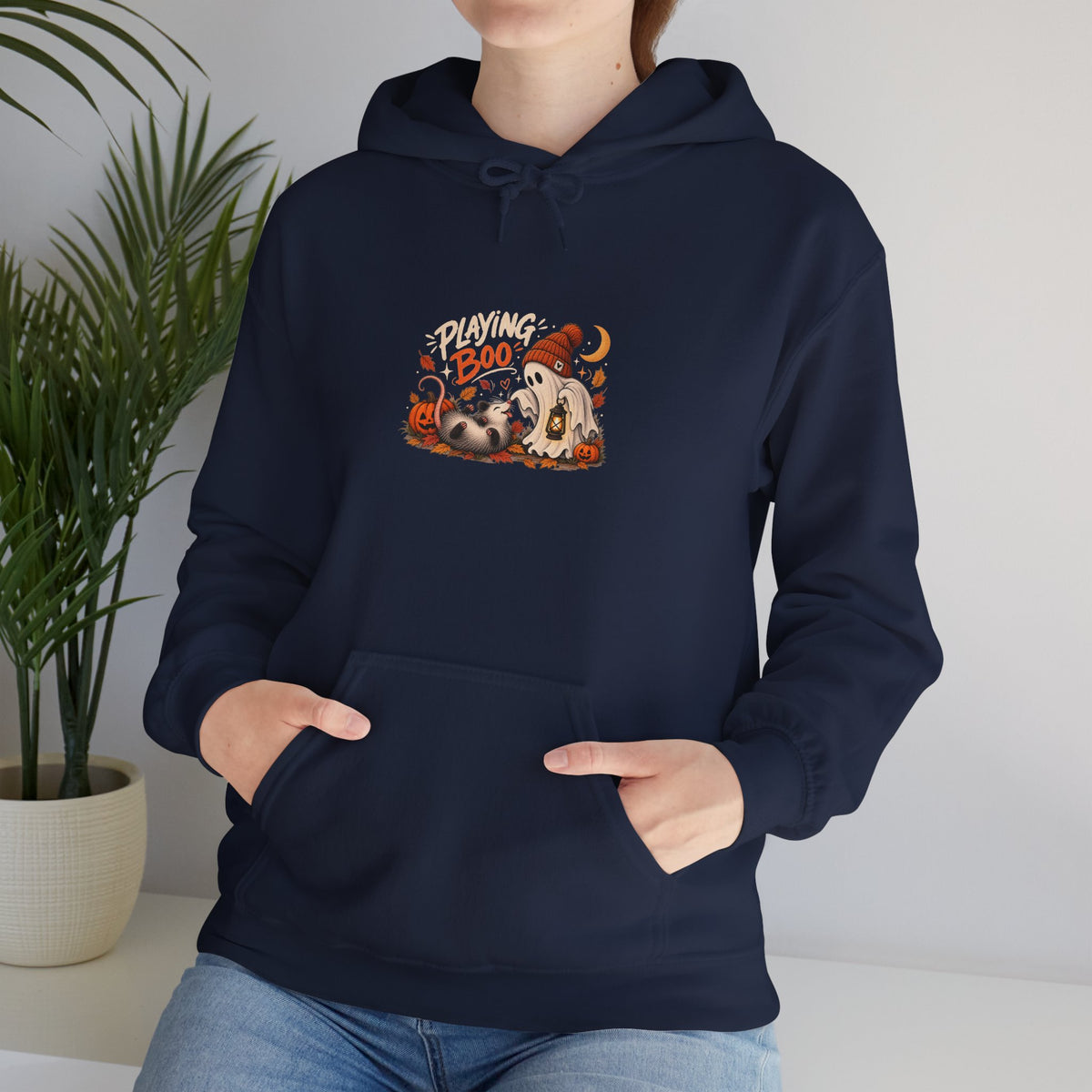 Halloween Cat "Boo" Hoodie - Cute Pumpkin & Black Cat Fall Sweatshirt