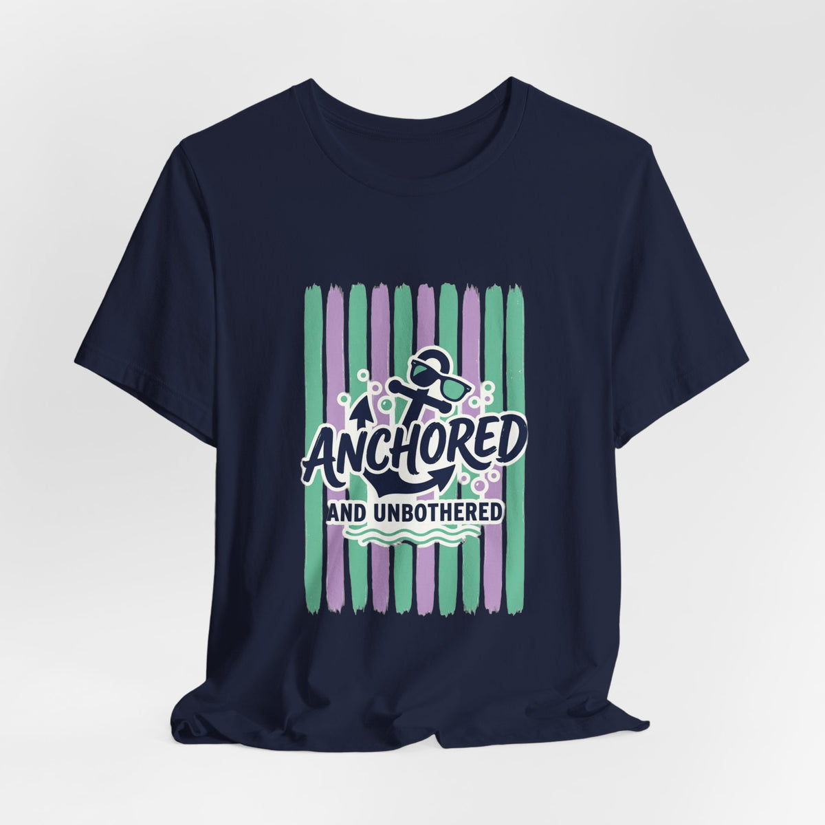 Anchored and Unbothered Tee | Cruise Vacation Shirt, Nautical Anchor, Tropical Stripes