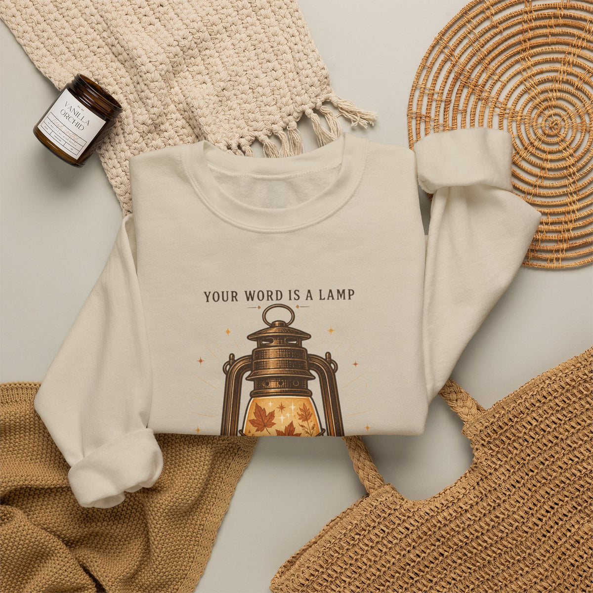 Your Word Is A Lamp Crewneck Sweatshirt | Christian Autumn, Psalm 119:105