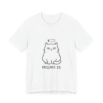 Patience 1% Cat Tee | Grumpy Humor, Minimal Cat Illustration