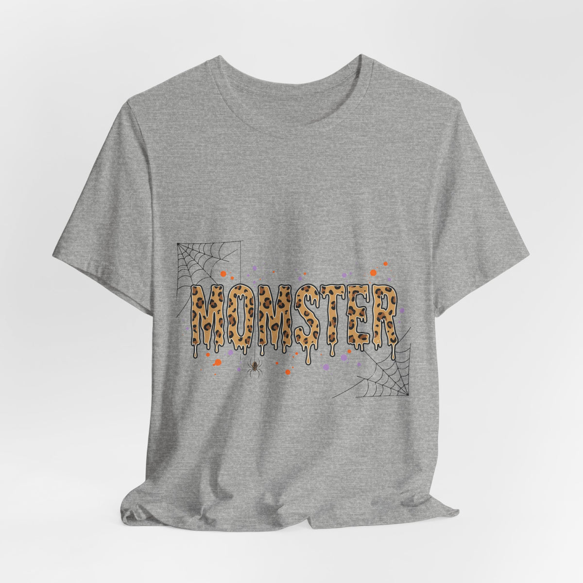 Momster Leopard Lettering T-Shirt | Halloween Mom tee, Spiderweb Bat Graphic