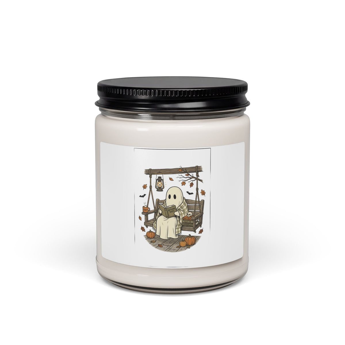 Ghost Reading Candle Jar, Spooky Reader Halloween Soy Candle