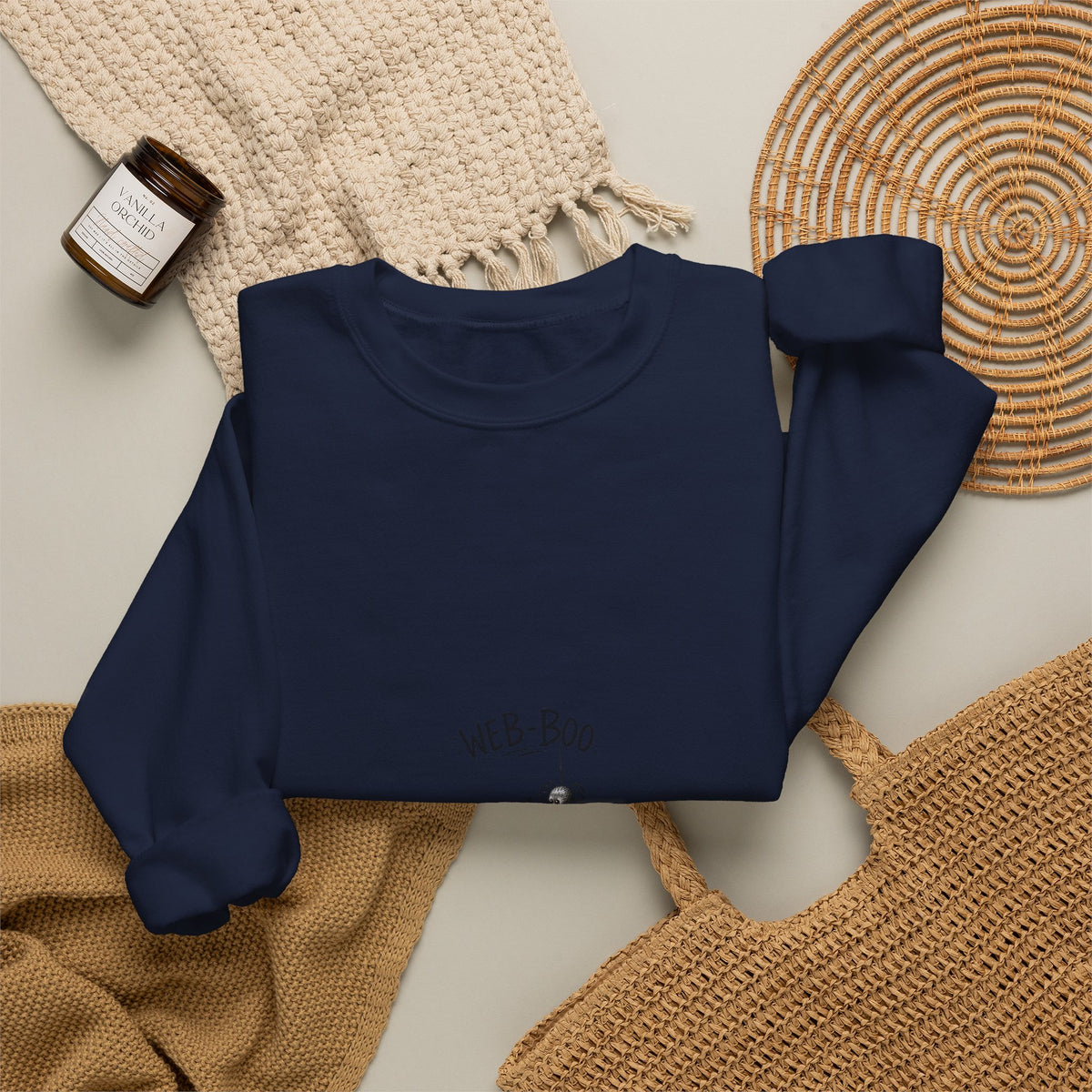 Ghost & Spider web sweatshirt — "Wee-Boo" Cute Halloween Crewneck