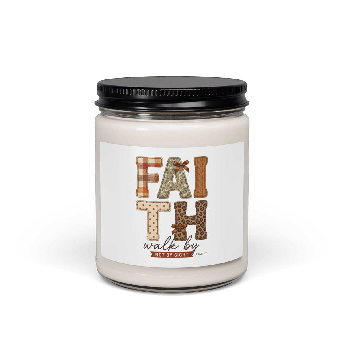 Faith Fall Typography Candle | Christian Autumn, Scripture Décor