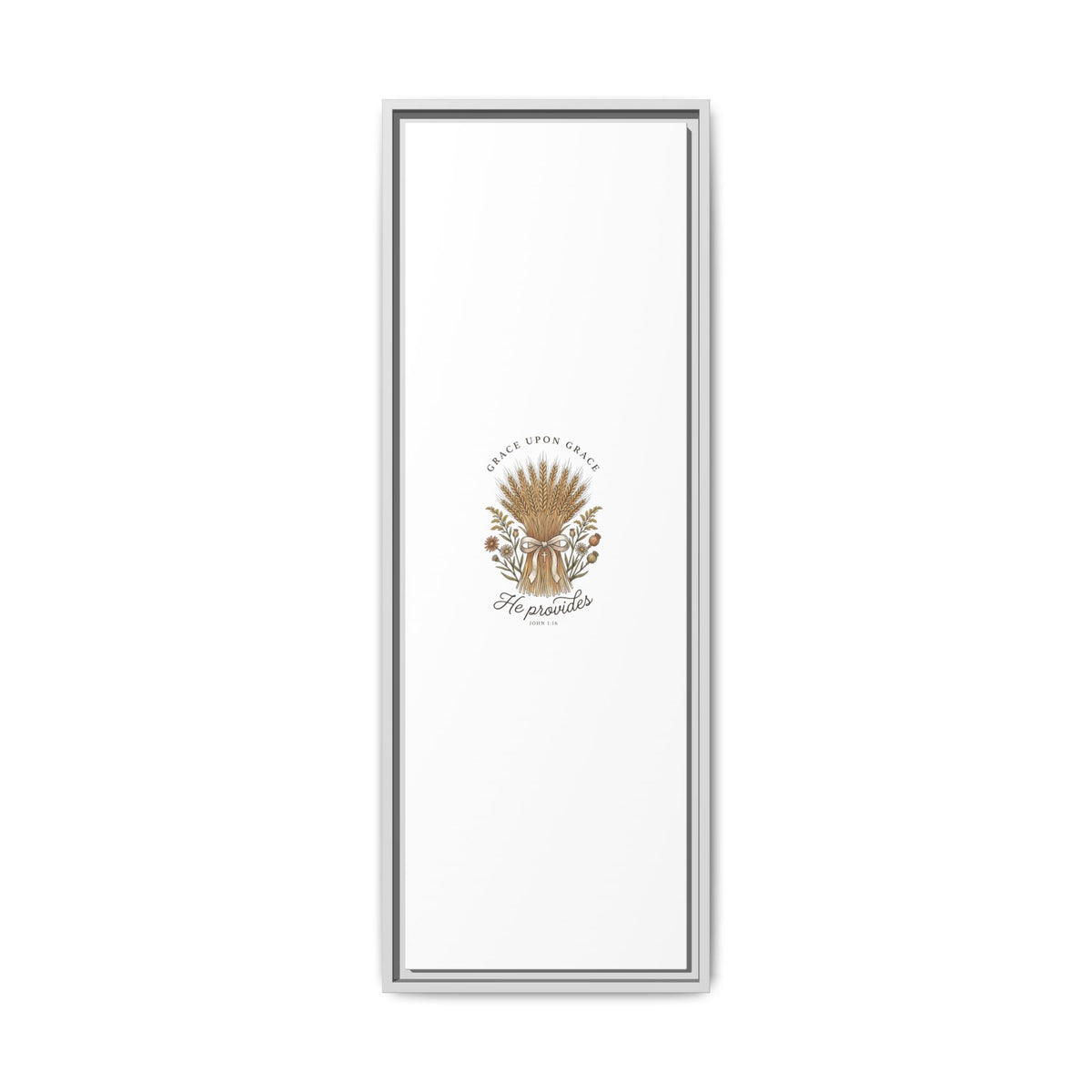 Framed Matte Canvas Wall Art — "He Provides" Wheat & Floral Religious Print