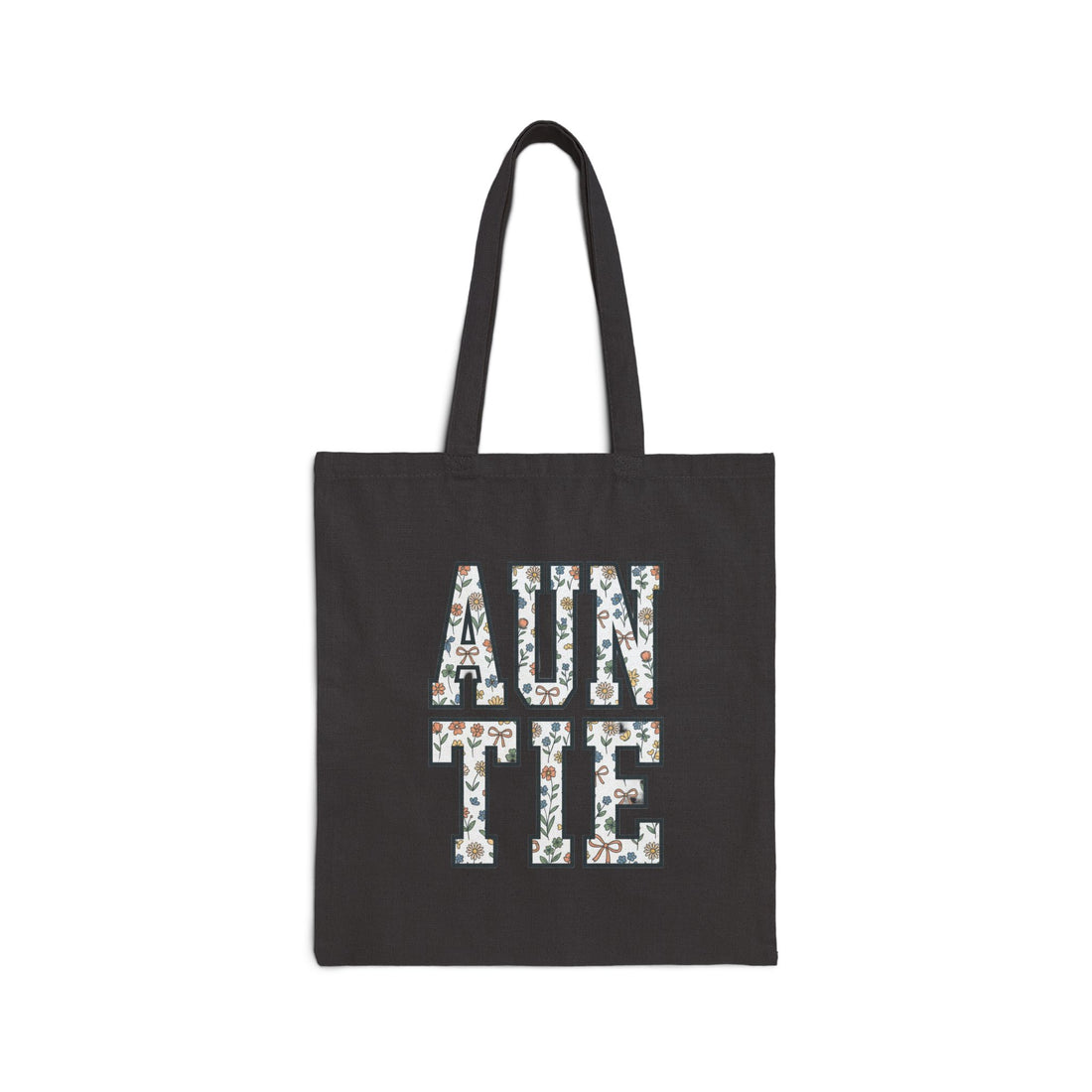 Auntie Floral Block Letter Tote | Auntie Canvas Tote