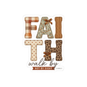 Faith Walk By Sticker | Christian Autumn fall leaves plaid pumpkin Scripture