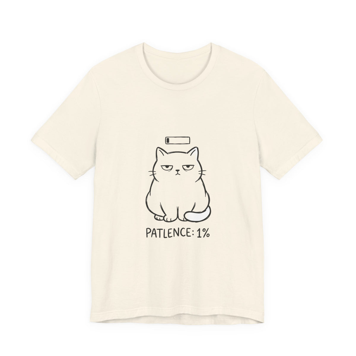 Patience 1% Cat Tee | Grumpy Humor, Minimal Cat Illustration