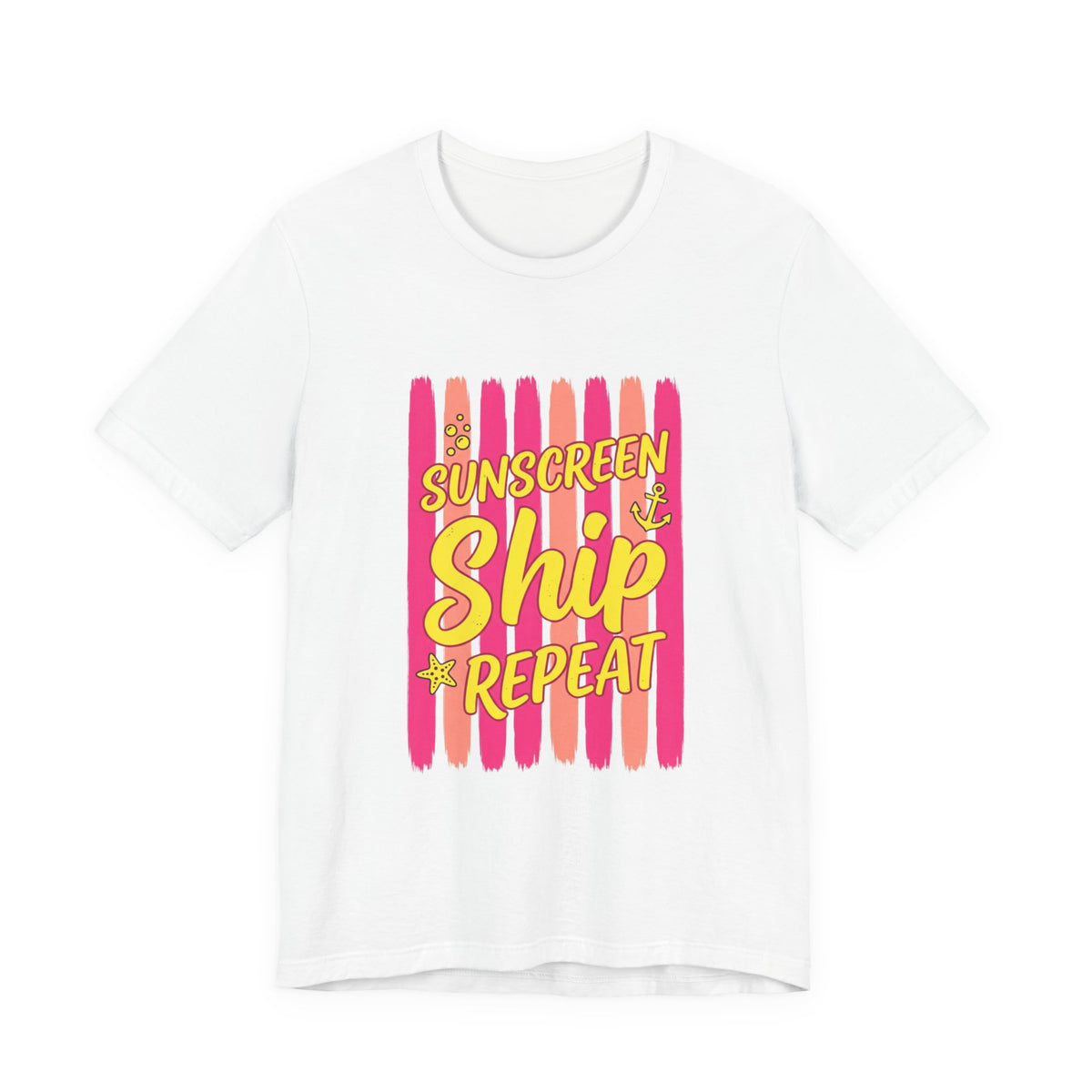 Sunscreen Ship Repeat Tee | Cruise Vacation Shirt, Nautical Tropical