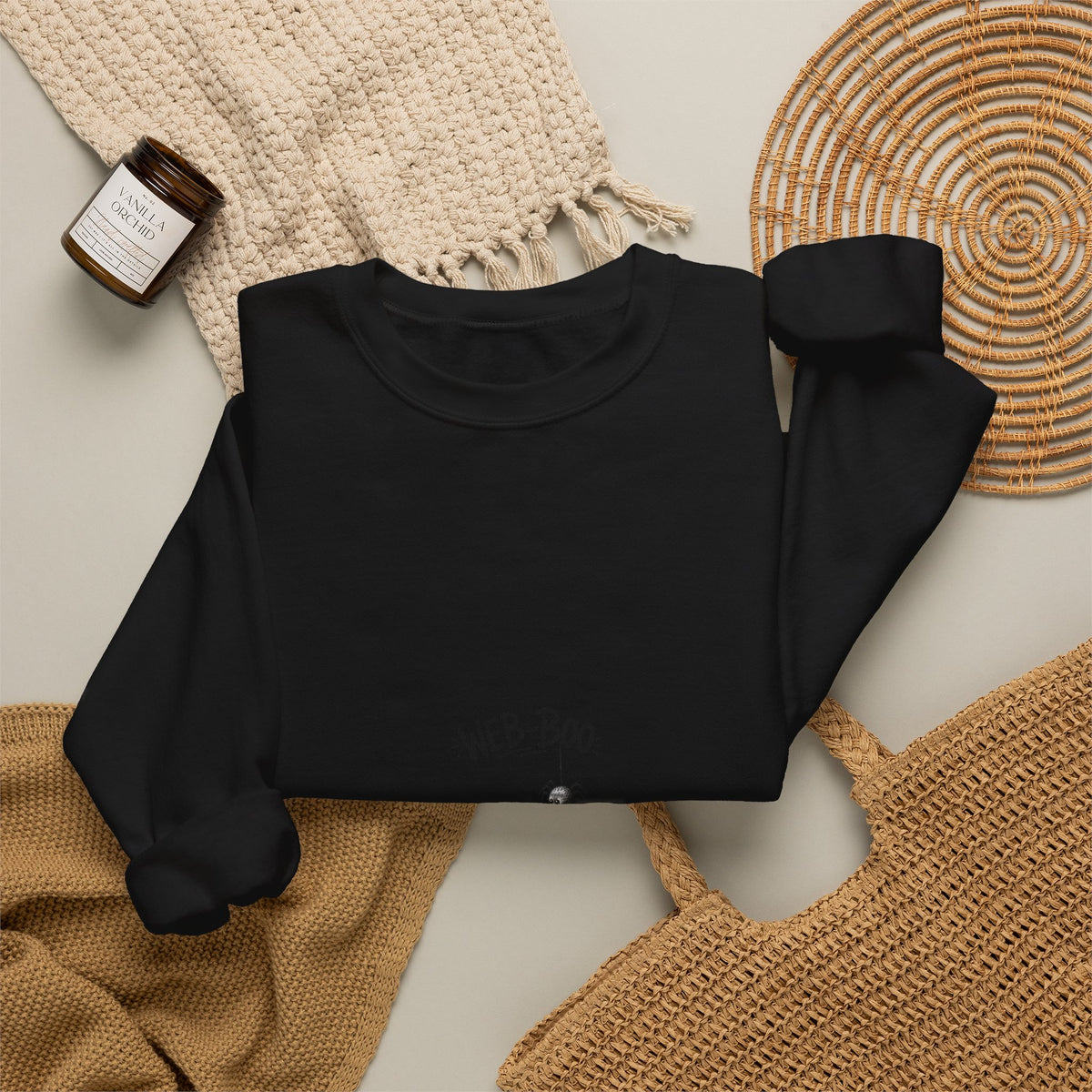Ghost & Spider web sweatshirt — "Wee-Boo" Cute Halloween Crewneck