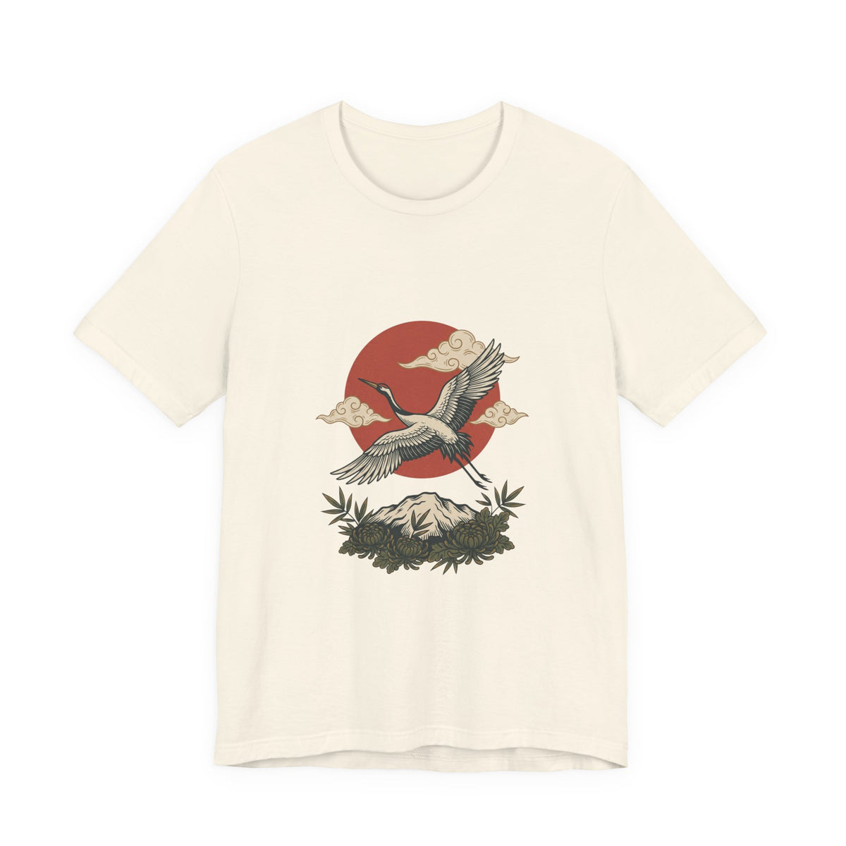 Crane Sunrise Traditional Tattoo Tee | Vintage Flash, Limited Palette