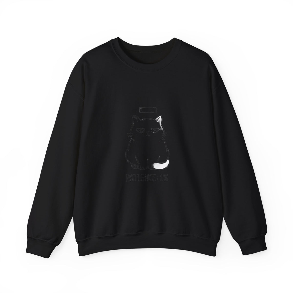Patience 1% Cat Sweatshirt | Grumpy Humor, Deadpan Cat Illustration