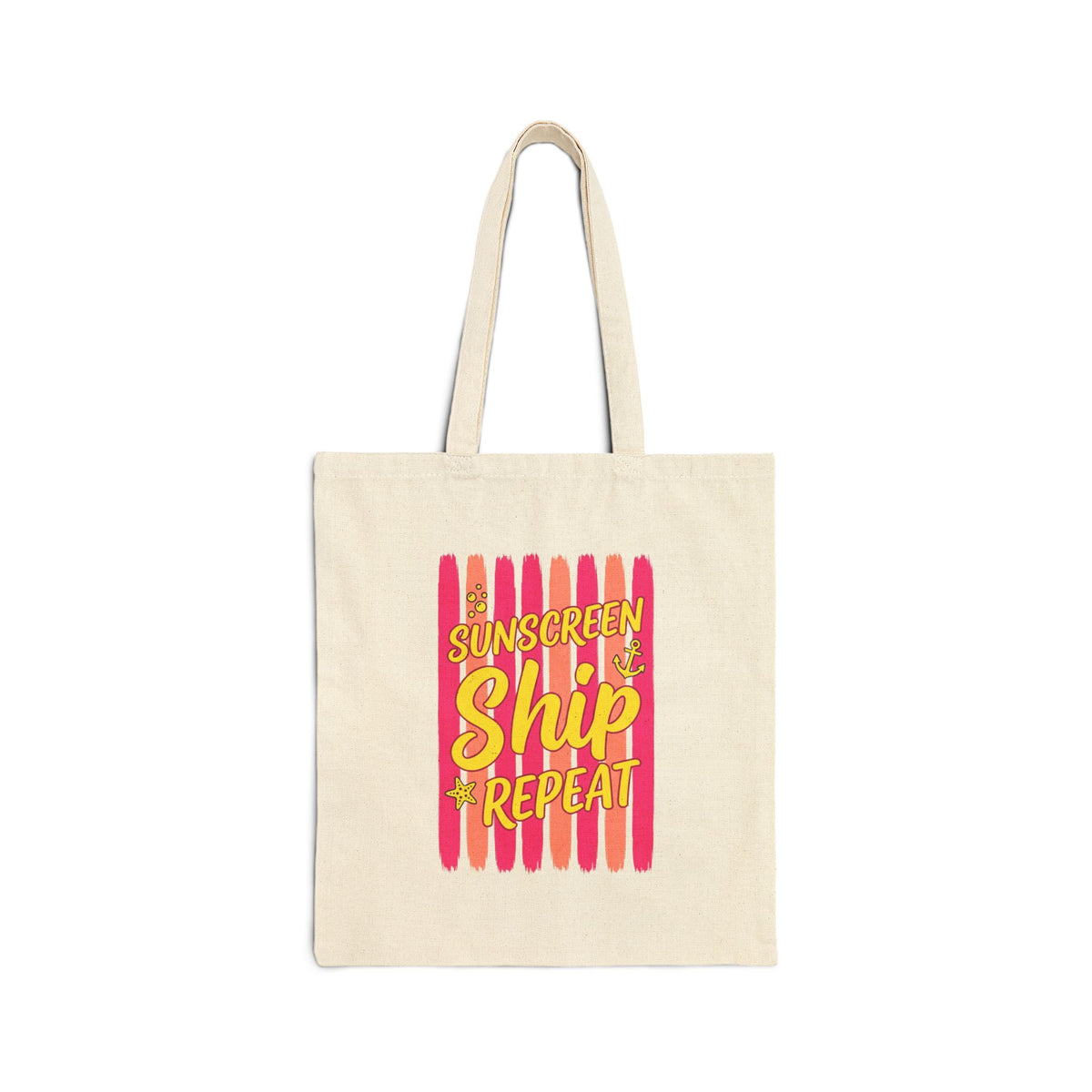 Sunscreen Ship Repeat Tote | Cruise Vacation, Nautical Tropical Canvas