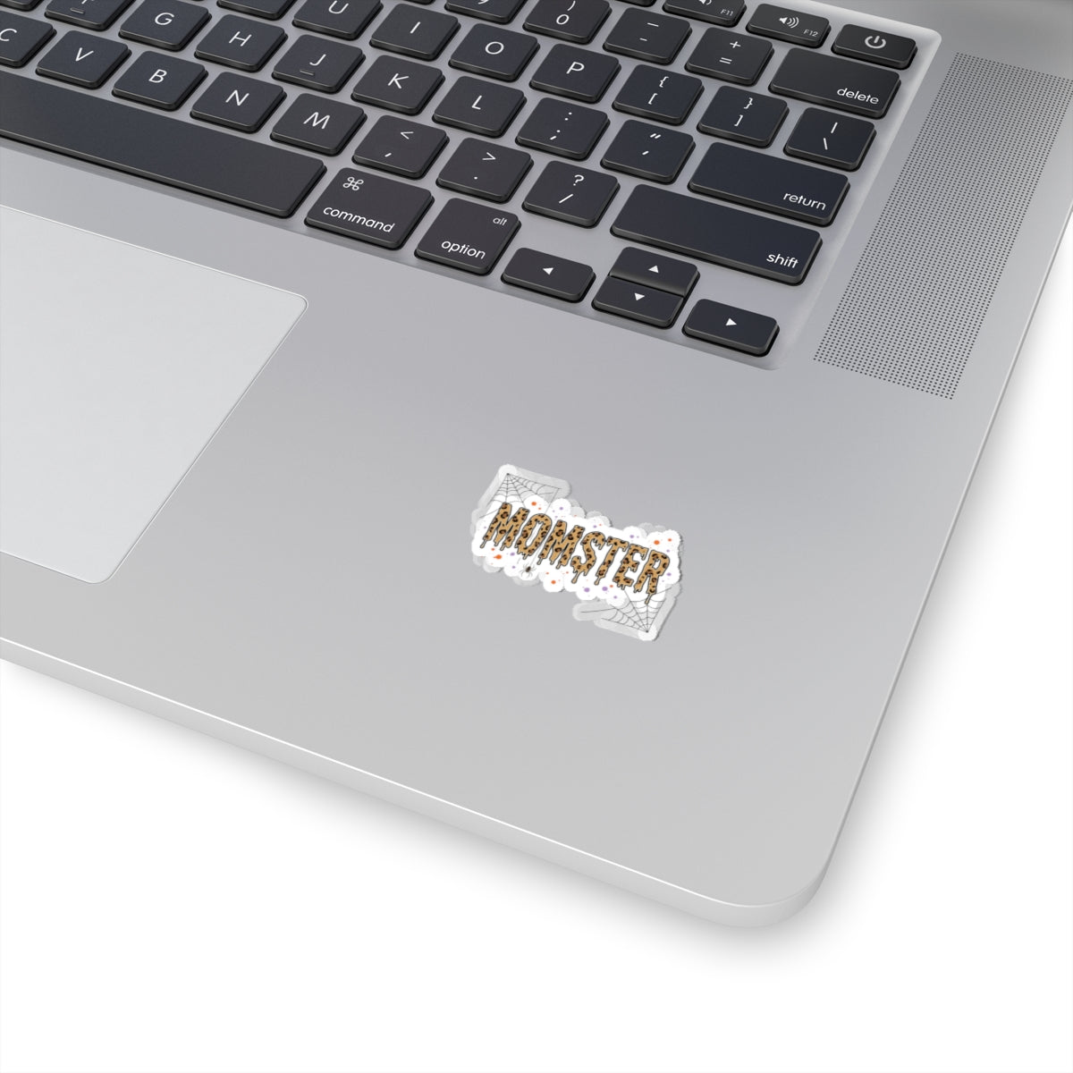 Momster Drippy Leopard Lettering Sticker | Halloween Mom, Spooky Bat & Cobweb Decal