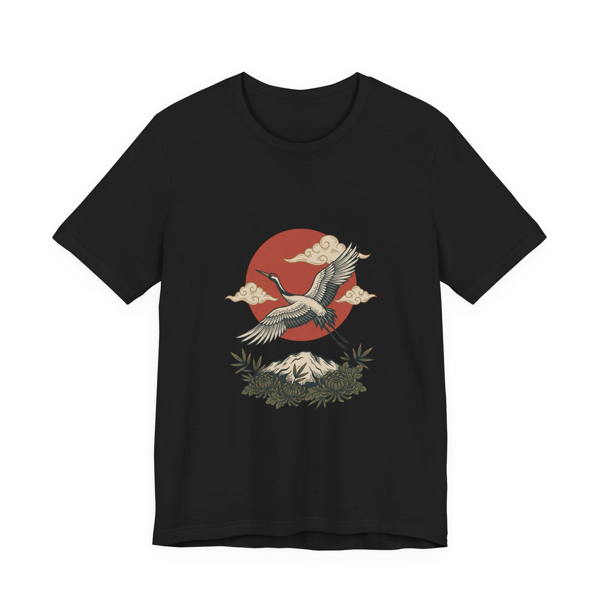Crane Sunrise Traditional Tattoo Tee | Vintage Flash, Limited Palette