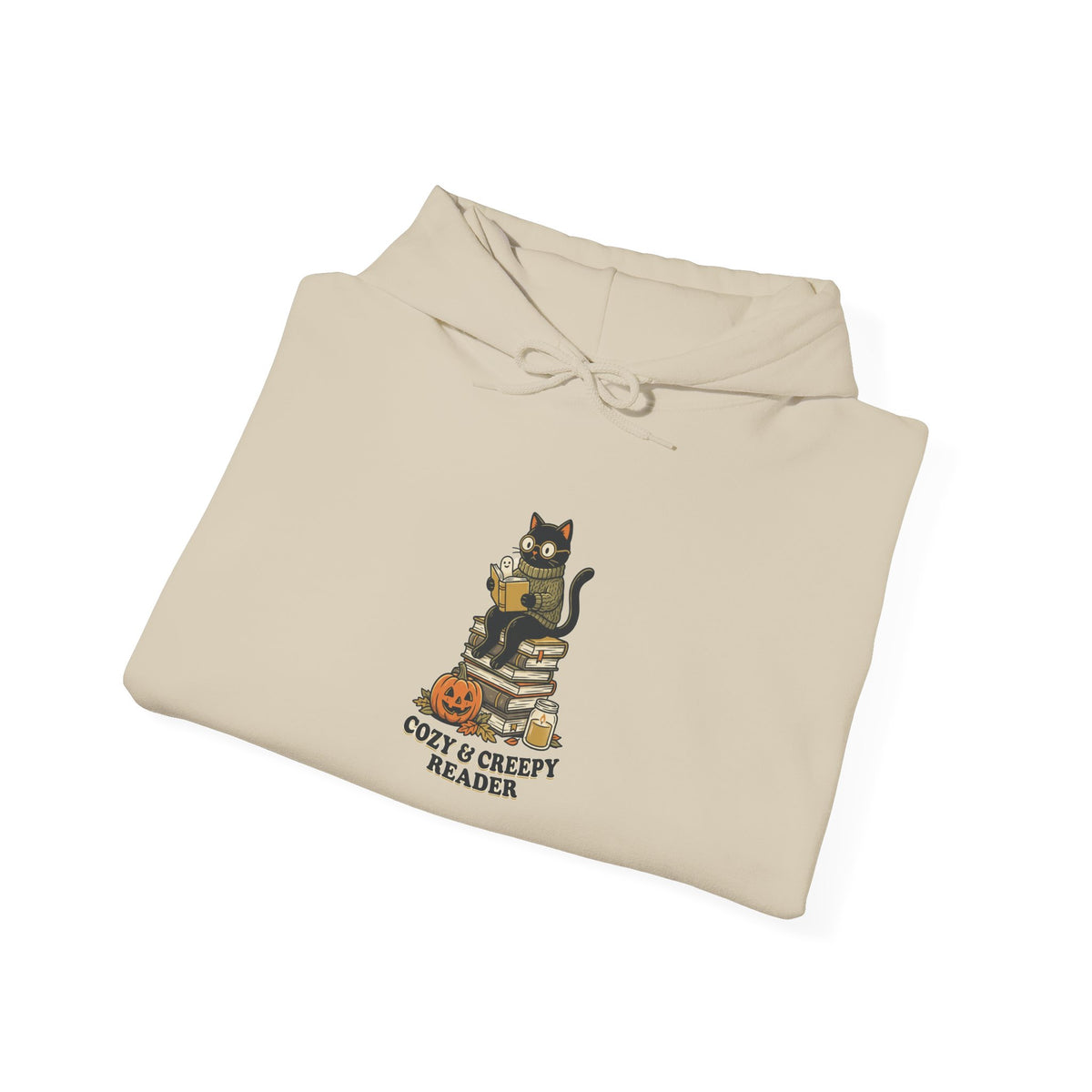 Spooky Reader Black Cat Stack Hoodie | Halloween Bookish Cozy