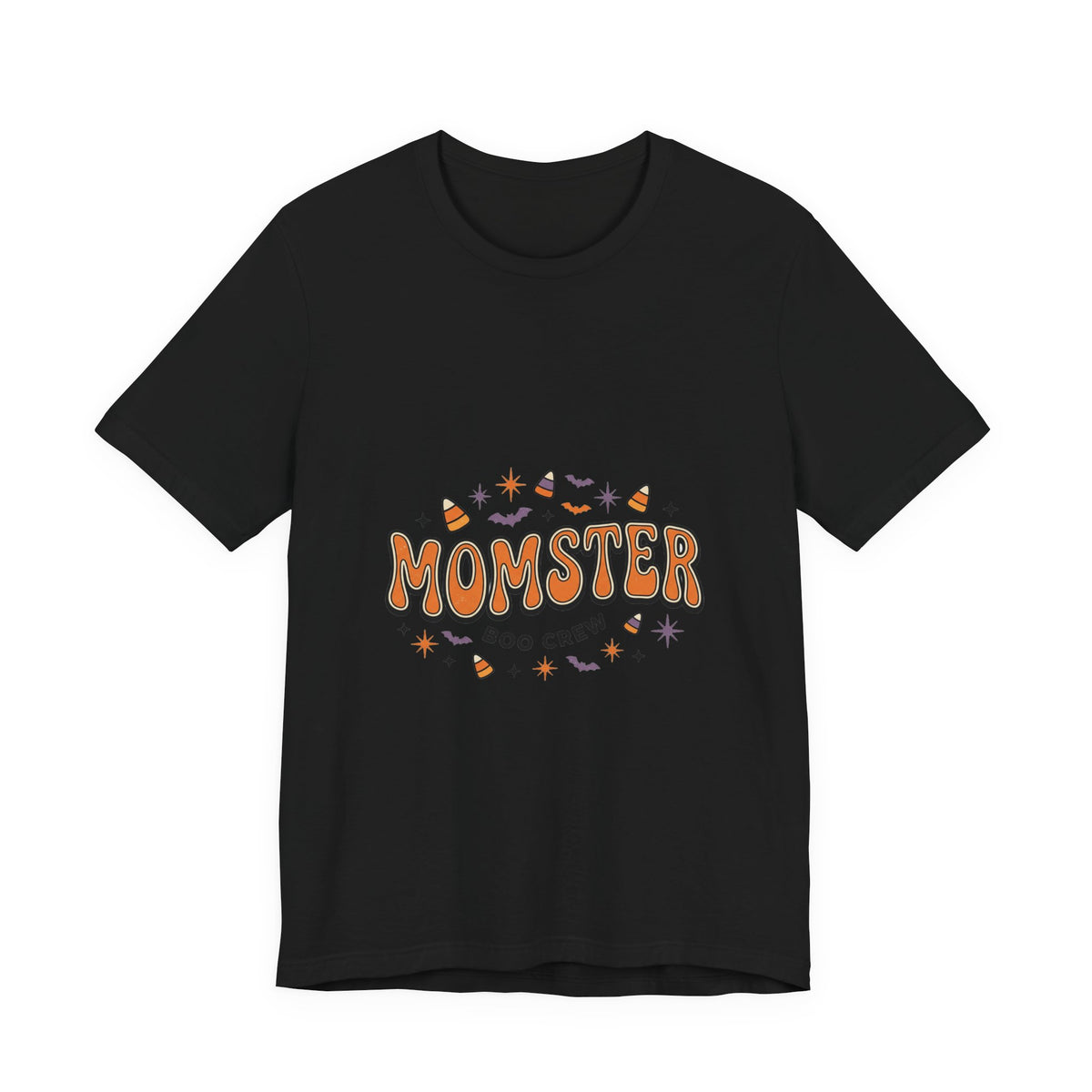 Momster Boo Crew T‑Shirt | Halloween Mom tee, bats & spooky lettering