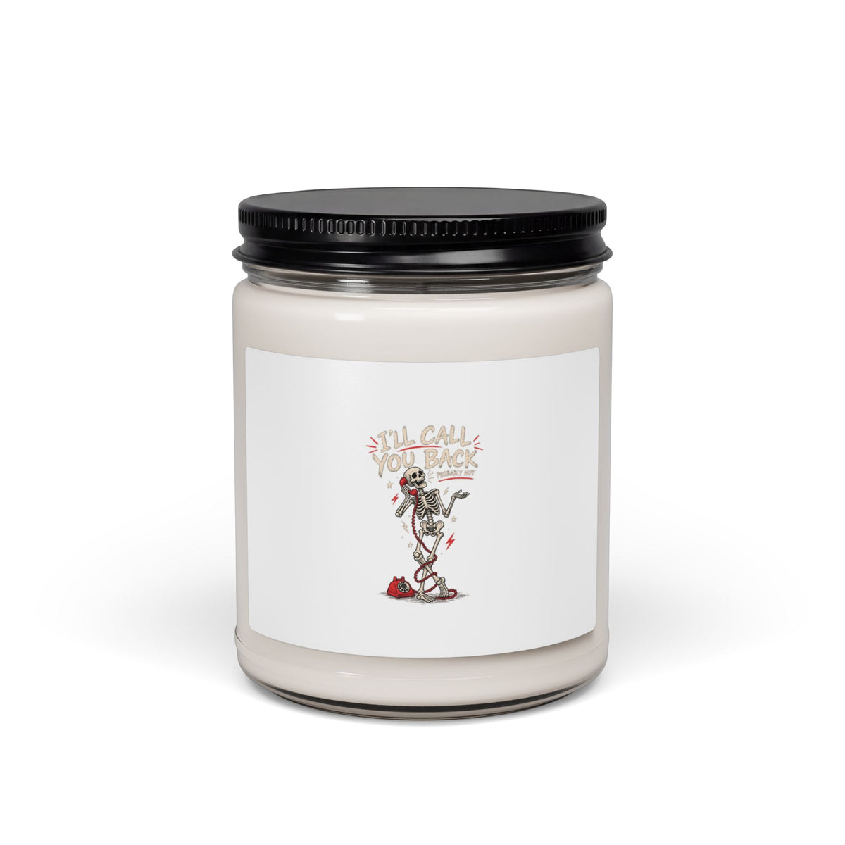 9oz Scented Soy Candle — 'I'll Call You Back' Romantic Skeleton Design