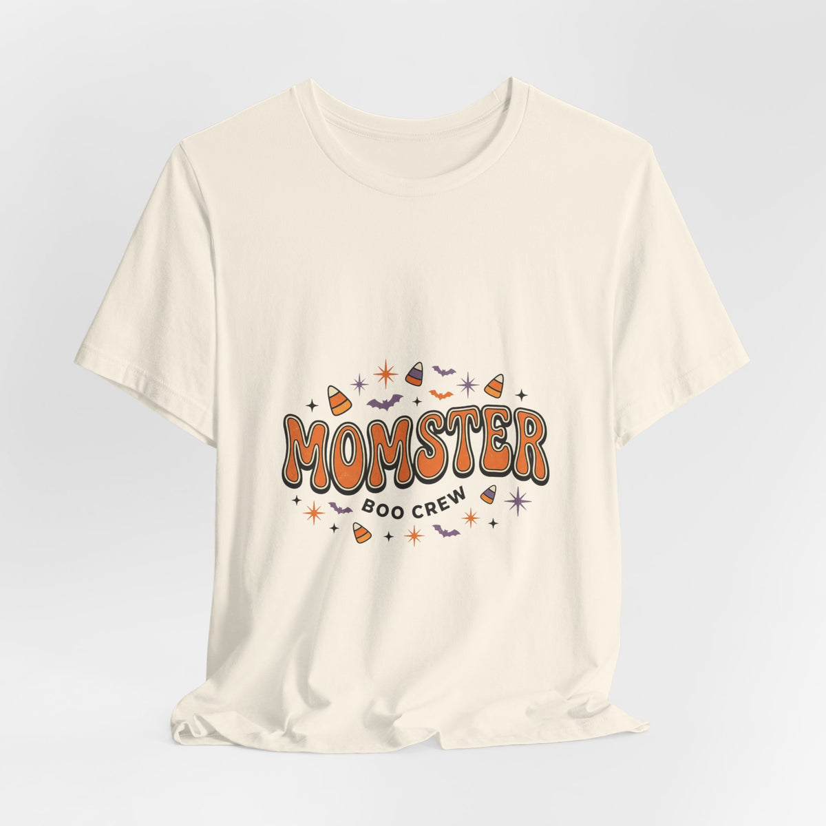 Momster Boo Crew T‑Shirt | Halloween Mom tee, bats & spooky lettering