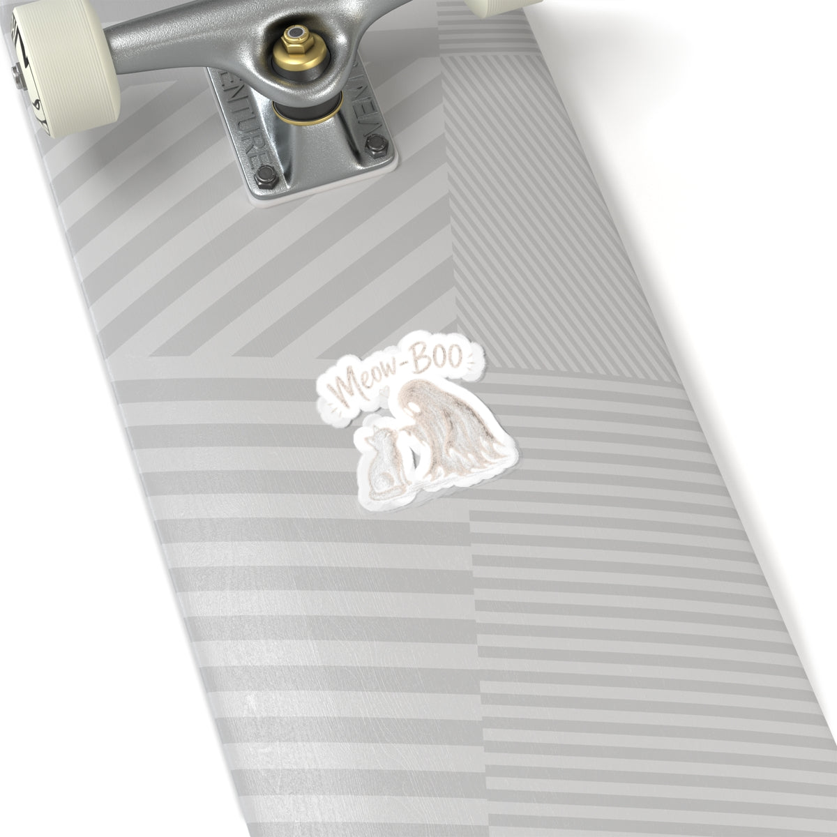 Meow-Boo Cat & Ghost Sticker — Cute Halloween Kiss-Cut Sticker