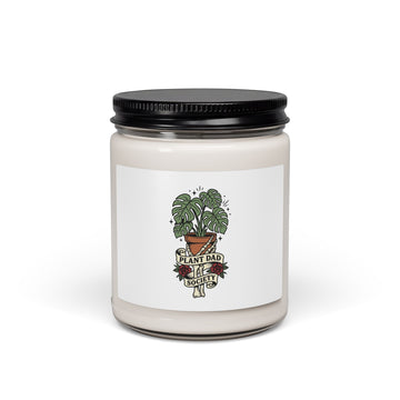 Plant Dad Monstera Tattoo-Style Candle, Traditional Flash Illustration