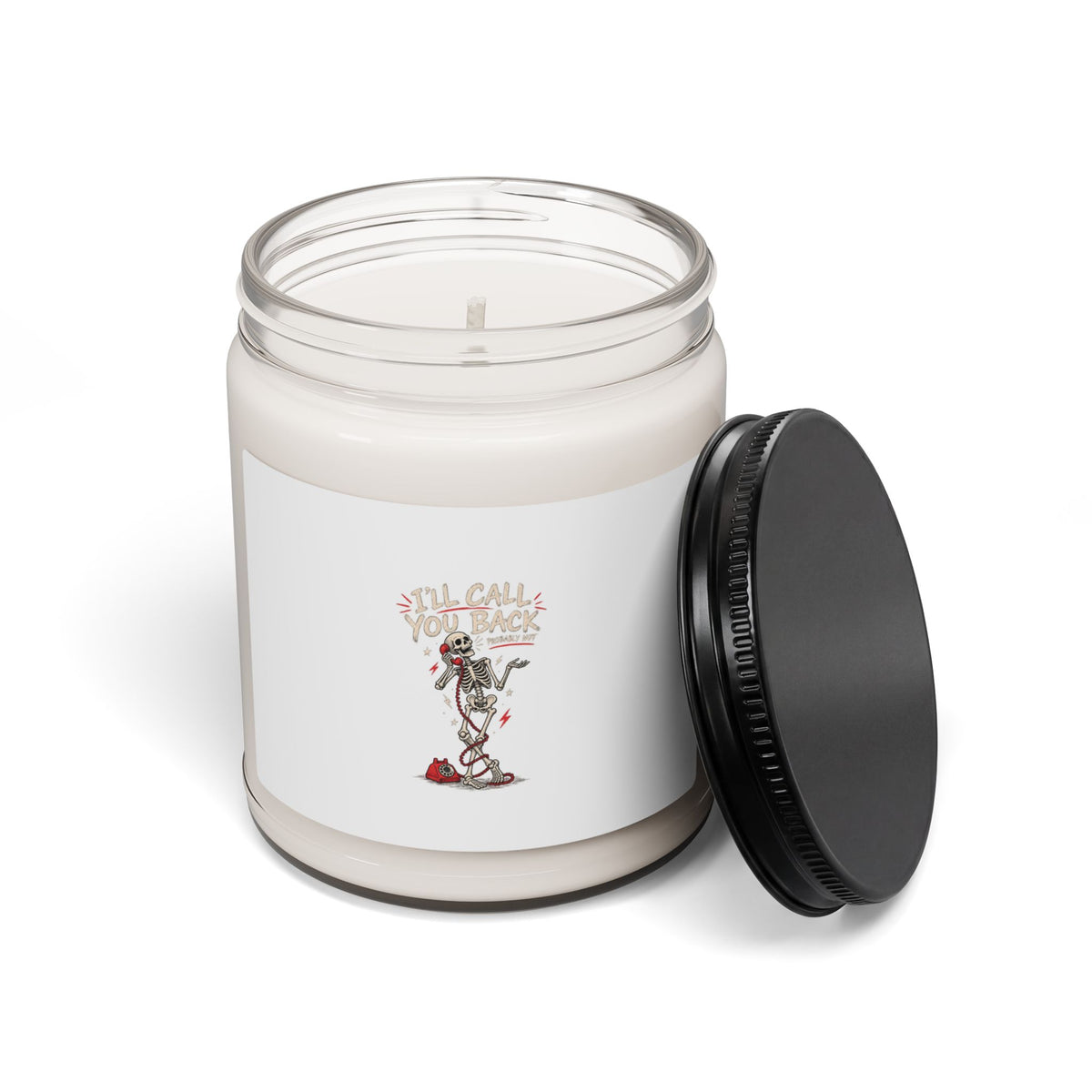 9oz Scented Soy Candle — 'I'll Call You Back' Romantic Skeleton Design