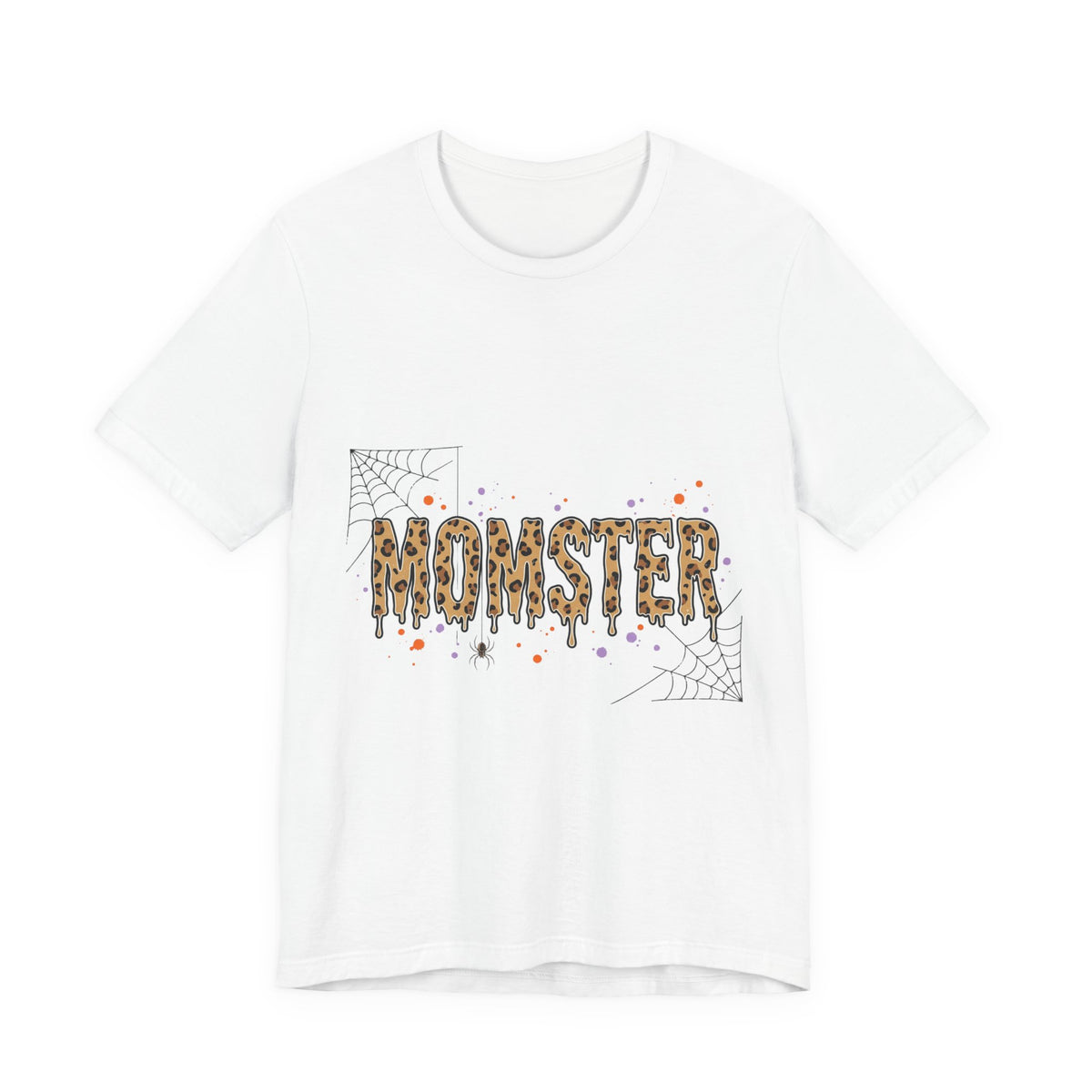 Momster Leopard Lettering T-Shirt | Halloween Mom tee, Spiderweb Bat Graphic