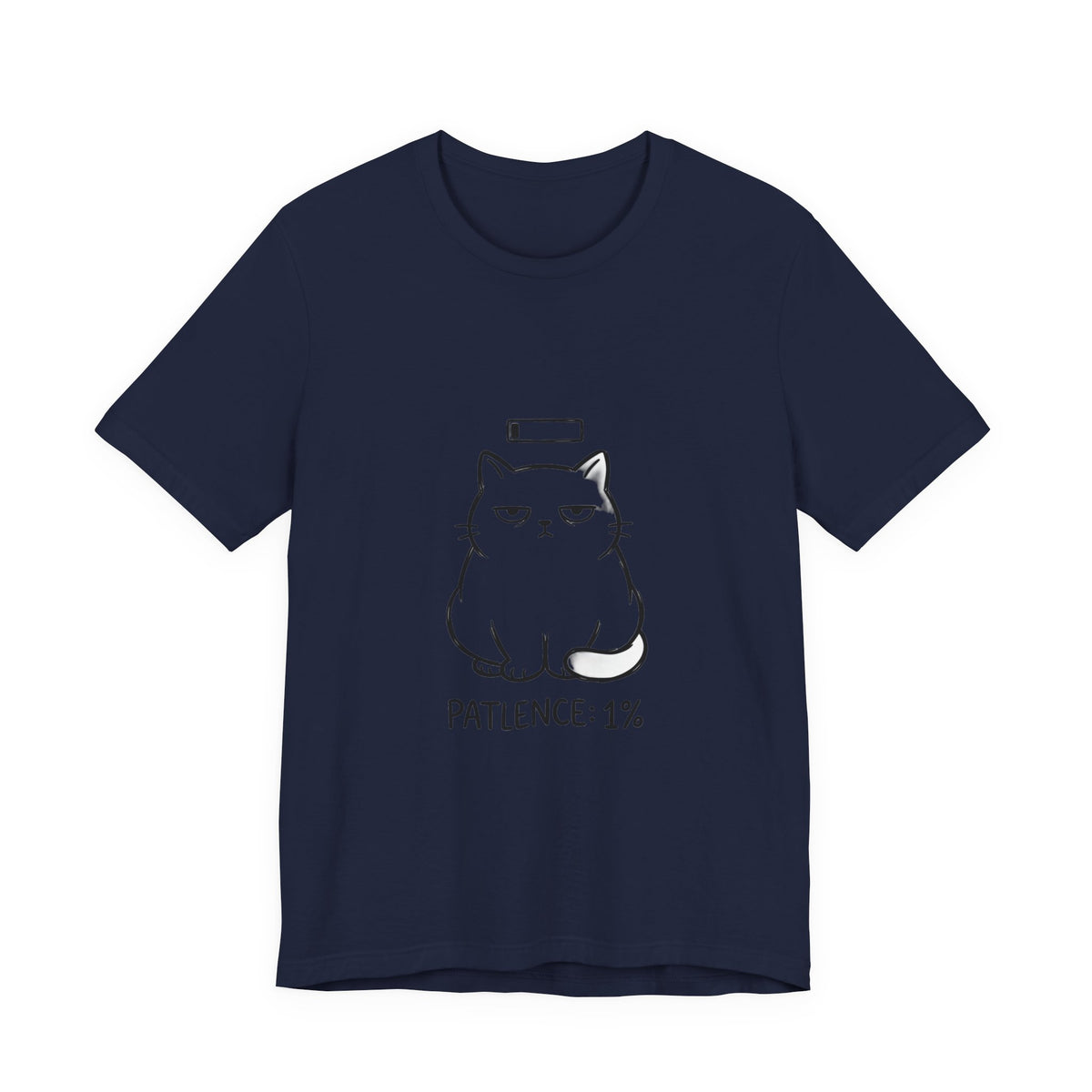 Patience 1% Cat Tee | Grumpy Humor, Minimal Cat Illustration