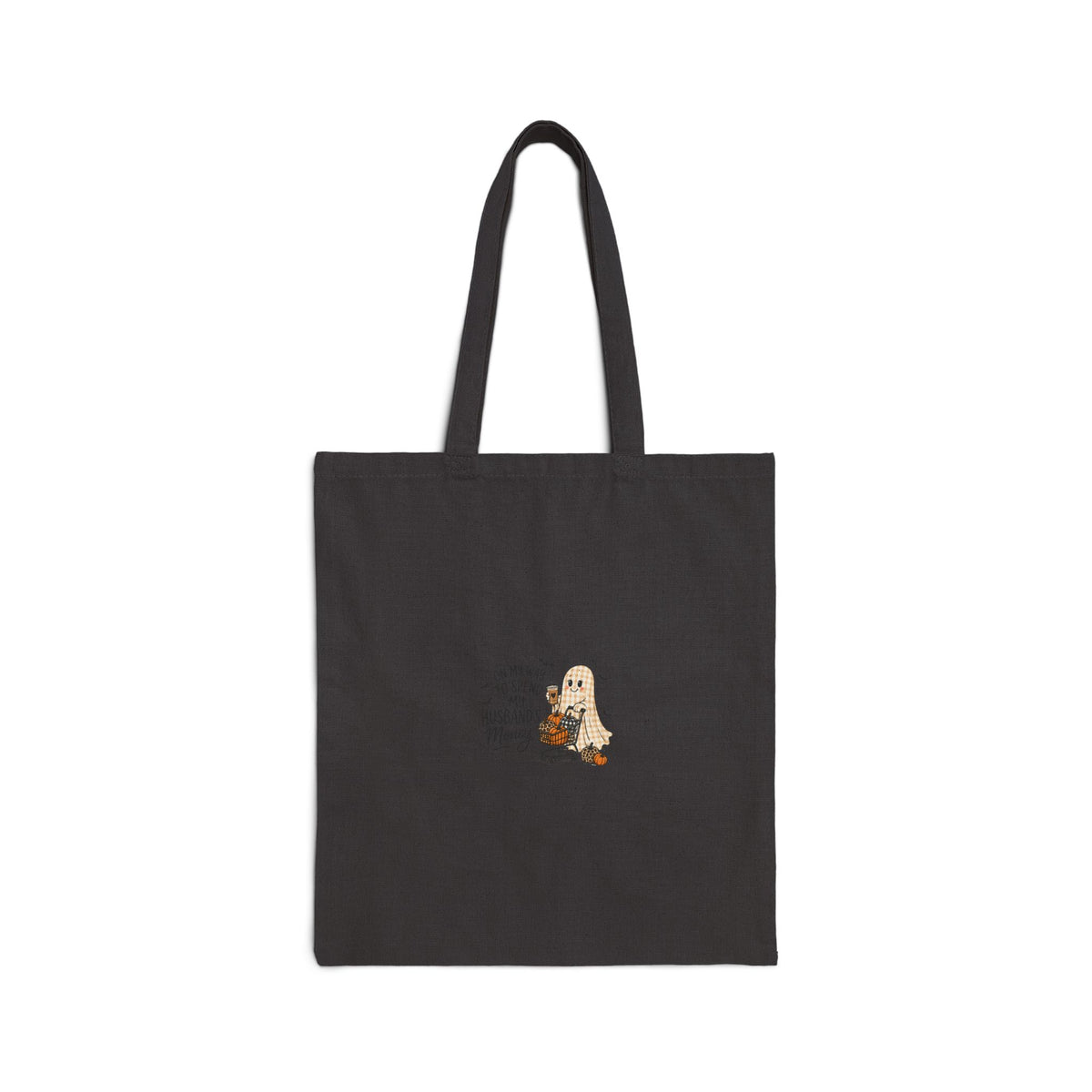 Tote Bag — Cute Dog & Coffee Illustration "A Few Sips to Start My Happy"