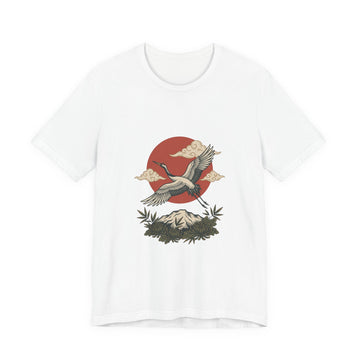 Crane Sunrise Traditional Tattoo Tee | Vintage Flash, Limited Palette