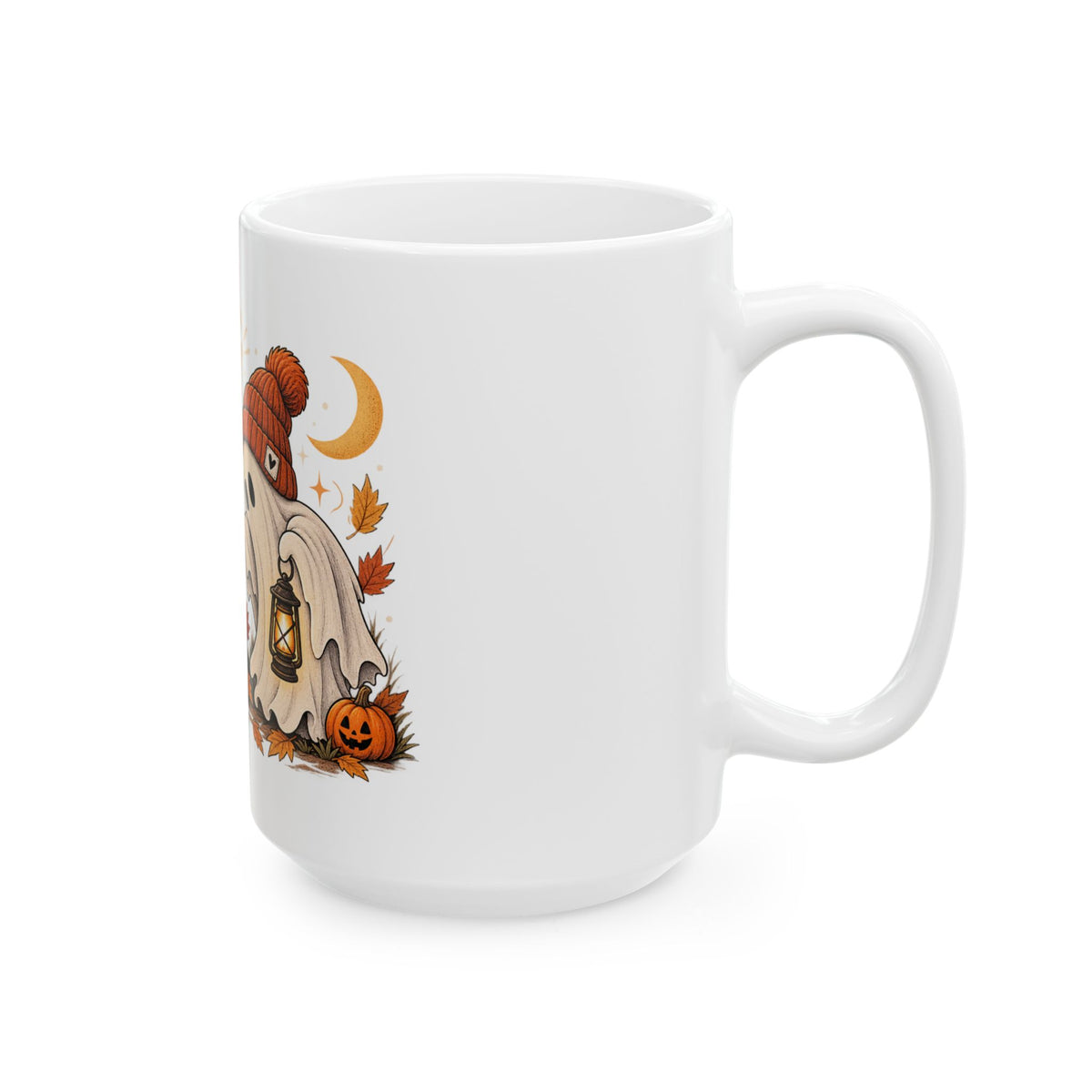 Halloween Ghost & Raccoon Mug - "Playing Boo" Ceramic Coffee Cup (11oz/15oz)