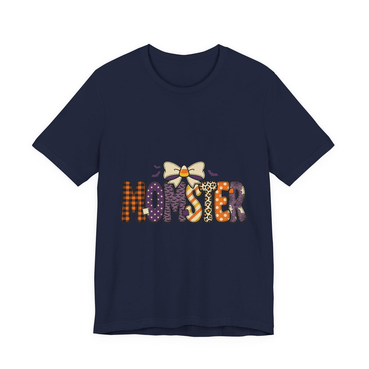 Momster Halloween Graphic Tee | Momster Bat Bow Plaid Orange Purple
