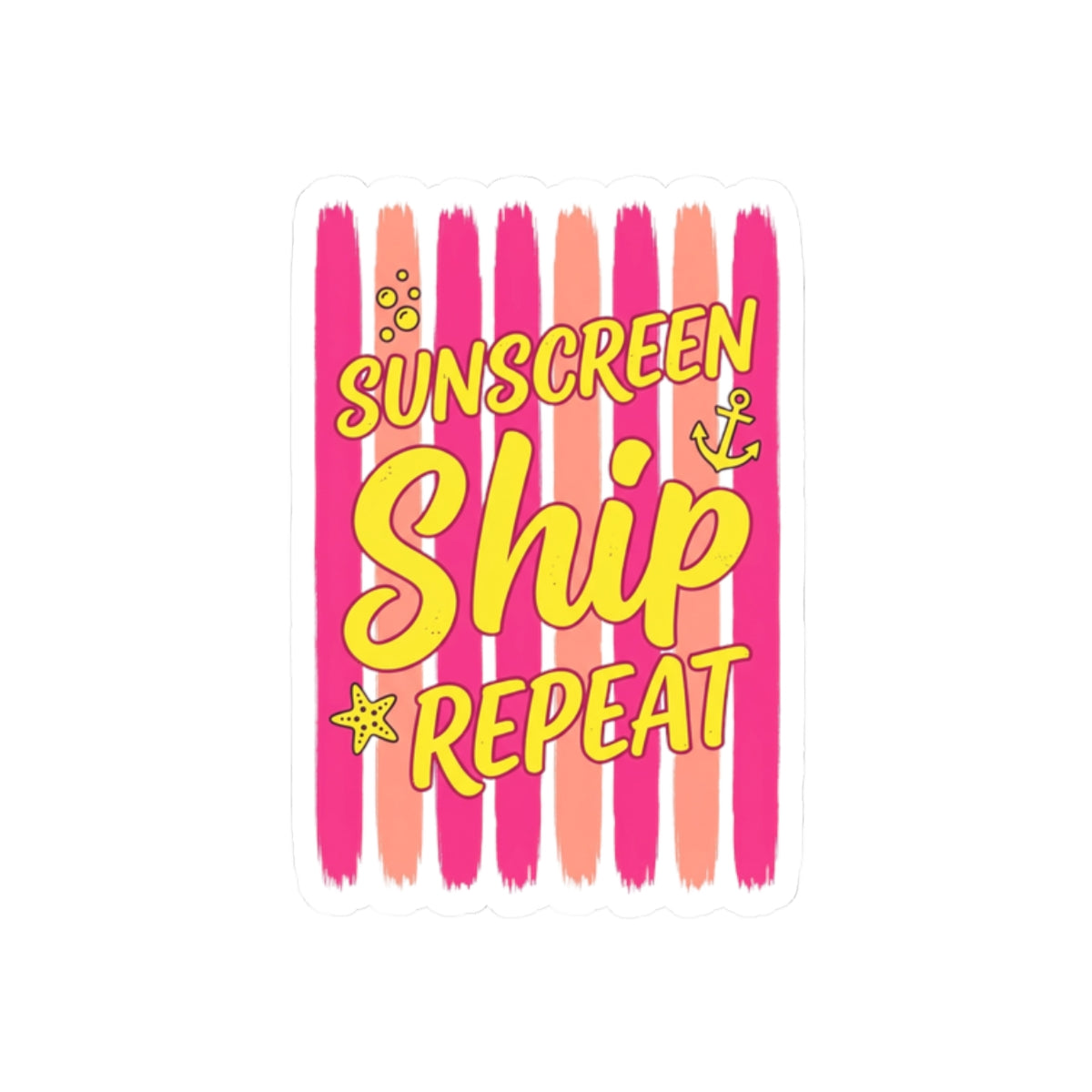 Sunscreen Ship Repeat Sticker | Cruise Vacation, Nautical Tropical Decal