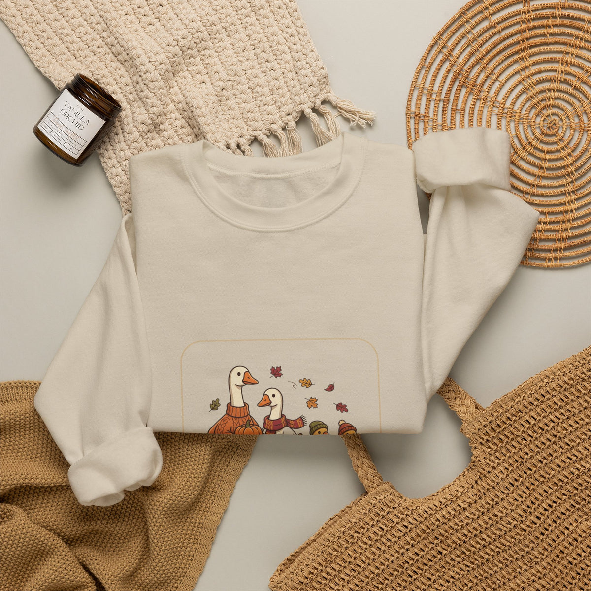 Thankful Flock Sweatshirt | Thanksgiving Turkeys, Fall Leaves, Harvest Cozy