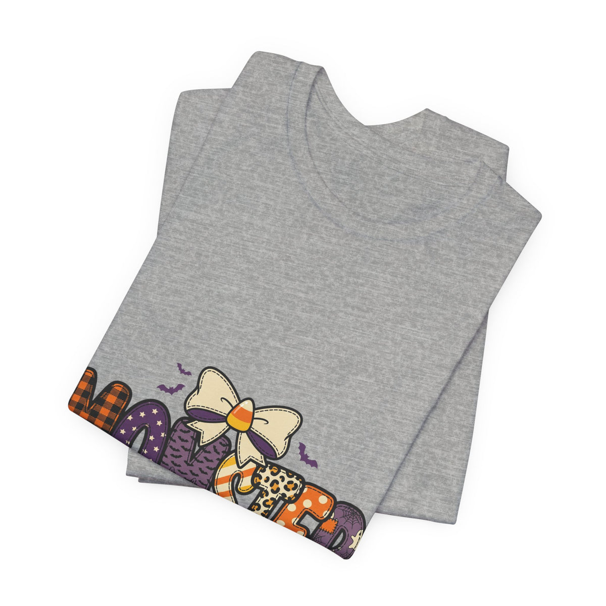 Momster Halloween Graphic Tee | Momster Bat Bow Plaid Orange Purple