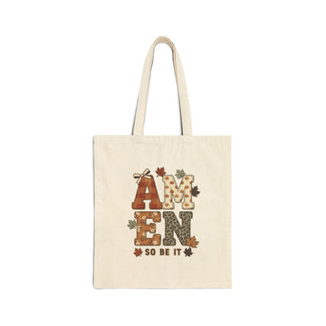 Amen Autumn Leaves Tote | Christian Fall Scripture Tote