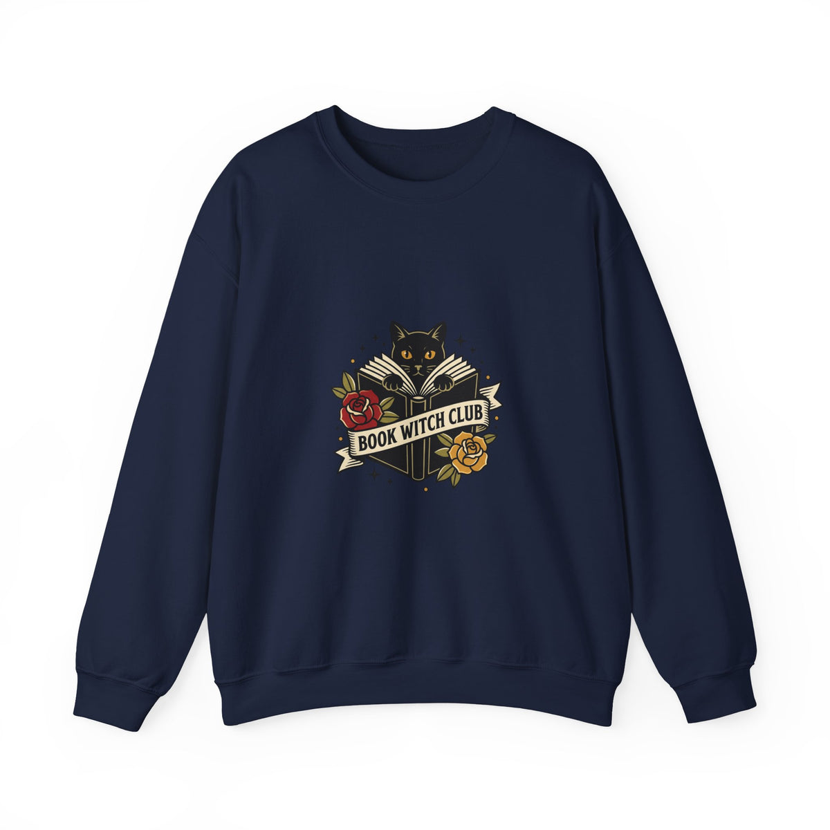 Book Witch Club Sweatshirt | Traditional Tattoo Flash, Cat, Roses
