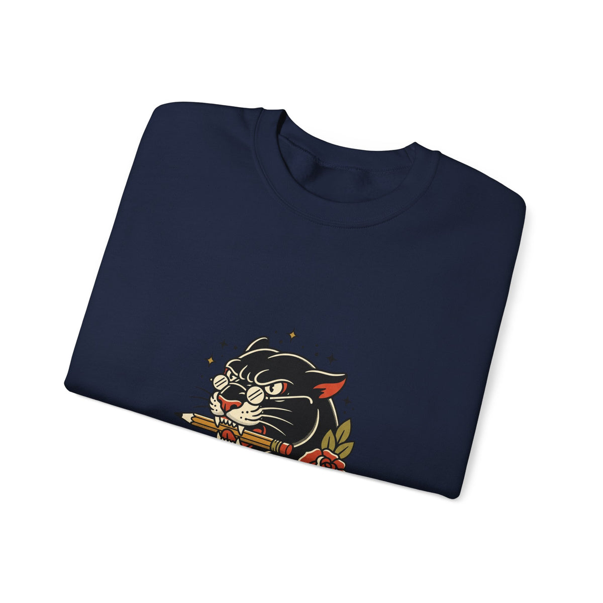 Teacher Life Sweatshirt | Traditional Tattoo Cat, Banner & Roses